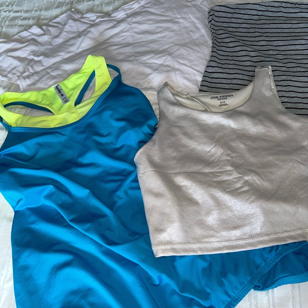 SMALL Joe Fresh Active Tank, Kyodan Active Tank, Antistar ComfyT & Striped Tube